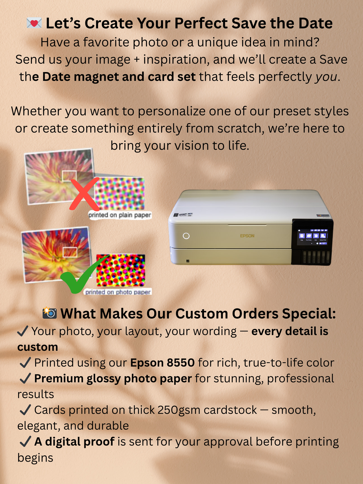 Save the Date Magnet — Square Personalized Photo Magnet with Cardstock