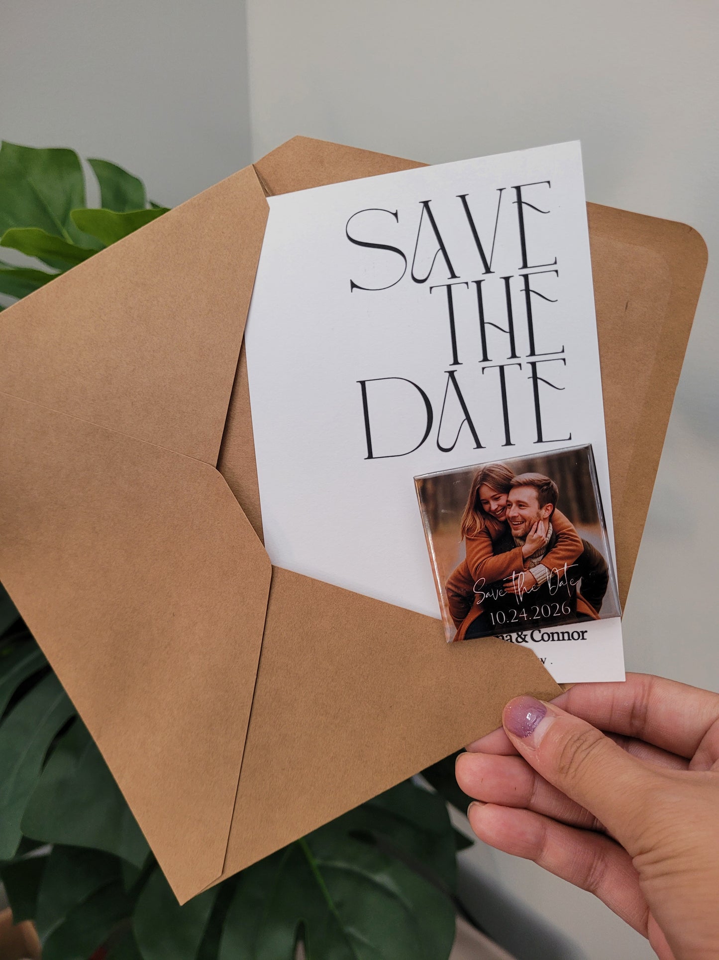 Save the Date Magnet Invitation – Personalized Button Magnet with Cardstock