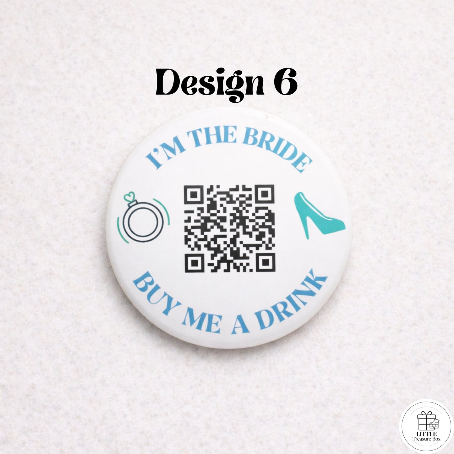 Buy Me a Drink QR Code Button – Bachelorette Party Bride Pin – Custom Wedding Shower Badge – Fun Bridal Party Accessory