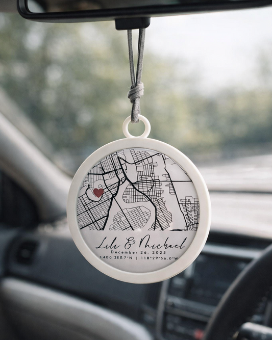 Personalized Our First Date Map Car Ornament