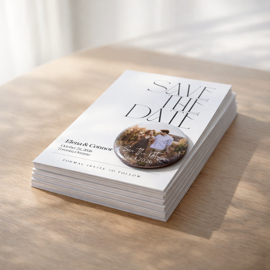 Save the Date Magnet Invitation – Personalized Round Magnet with Cardstock