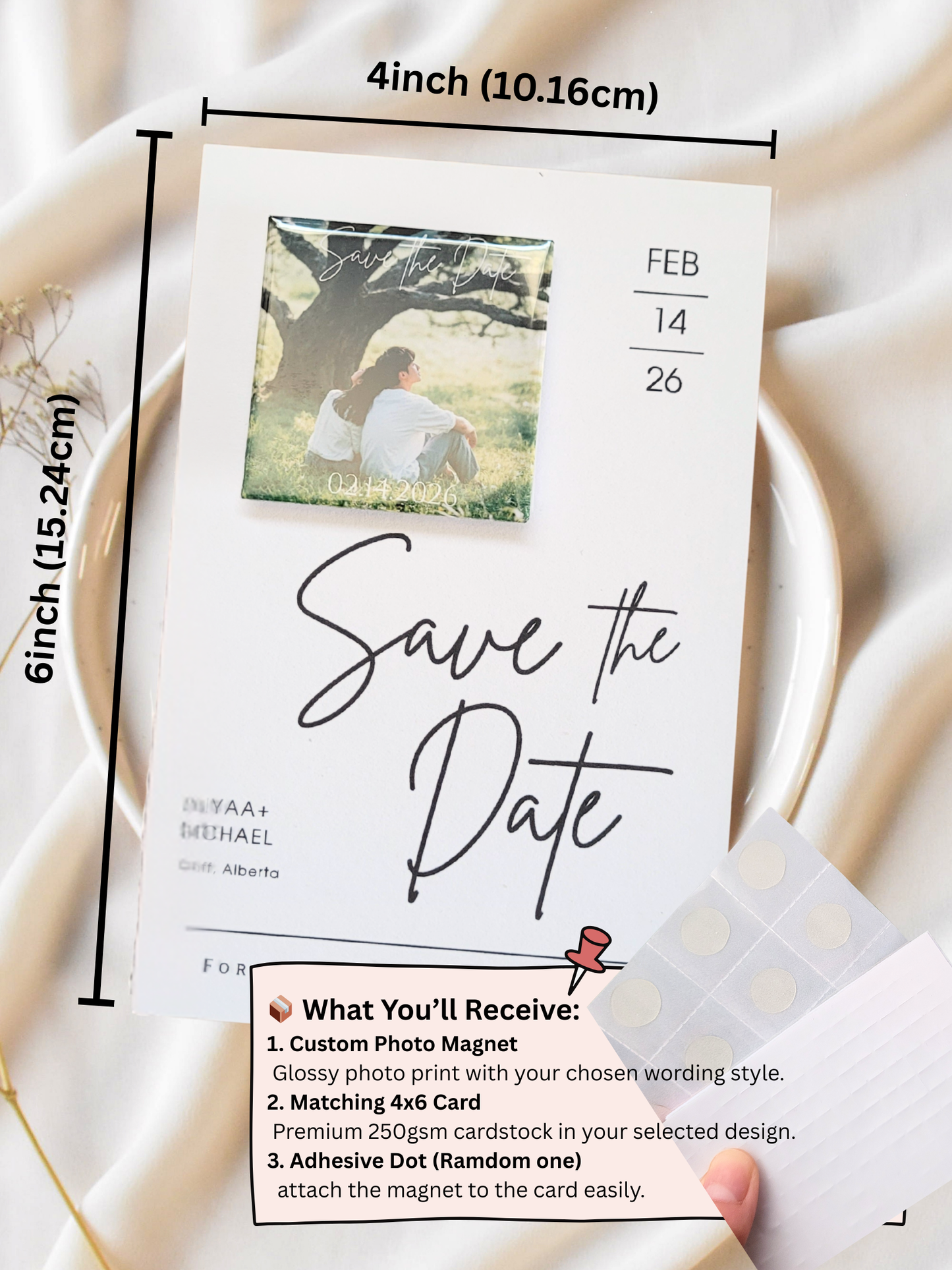 Save the Date Magnet — Square Personalized Photo Magnet with Cardstock