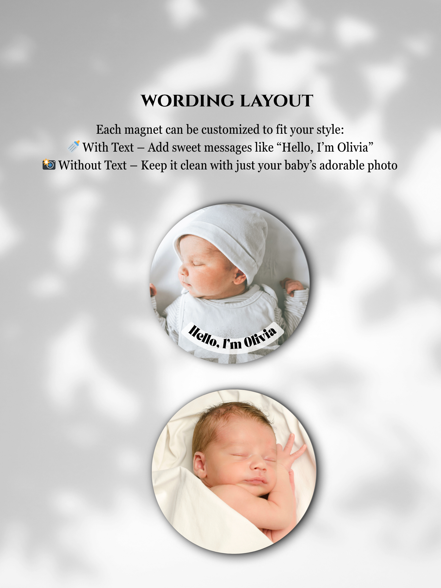 Baby Announcement – Personalized Round Magnet with Cardstock