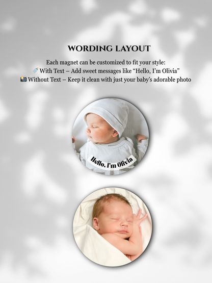 Baby Announcement – Personalized Round Magnet with Cardstock