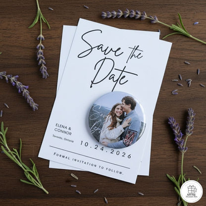 Save the Date Magnet Invitation – Personalized Round Magnet with Cardstock