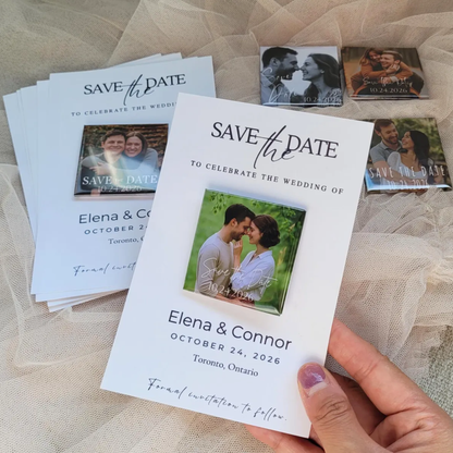 Save the Date Magnet — Square Personalized Photo Magnet with Cardstock