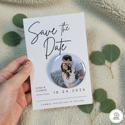 Save the Date Magnet Invitation – Personalized Round Magnet with Cardstock
