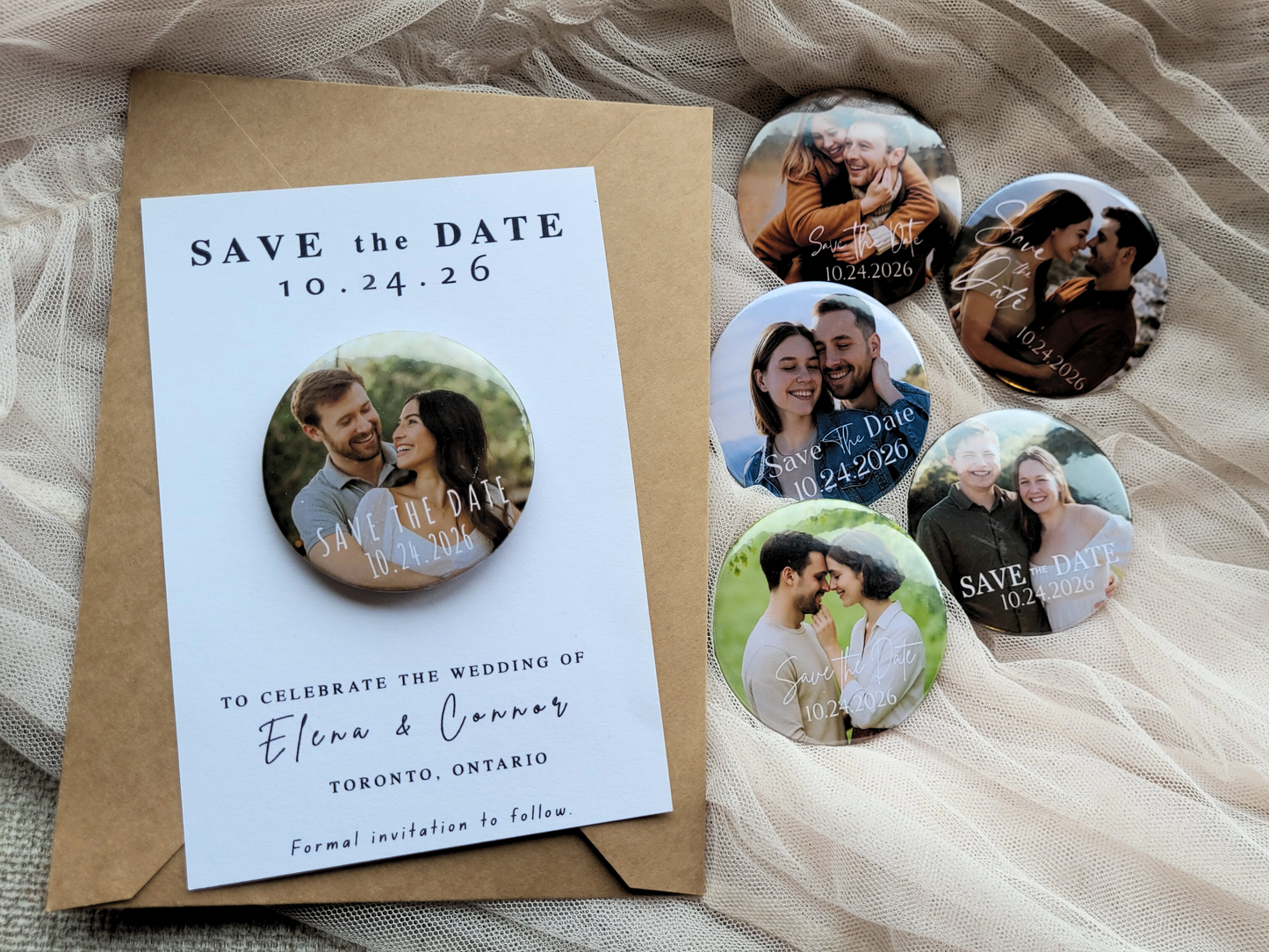 Save the Date Magnet Invitation – Personalized Round Magnet with Cardstock