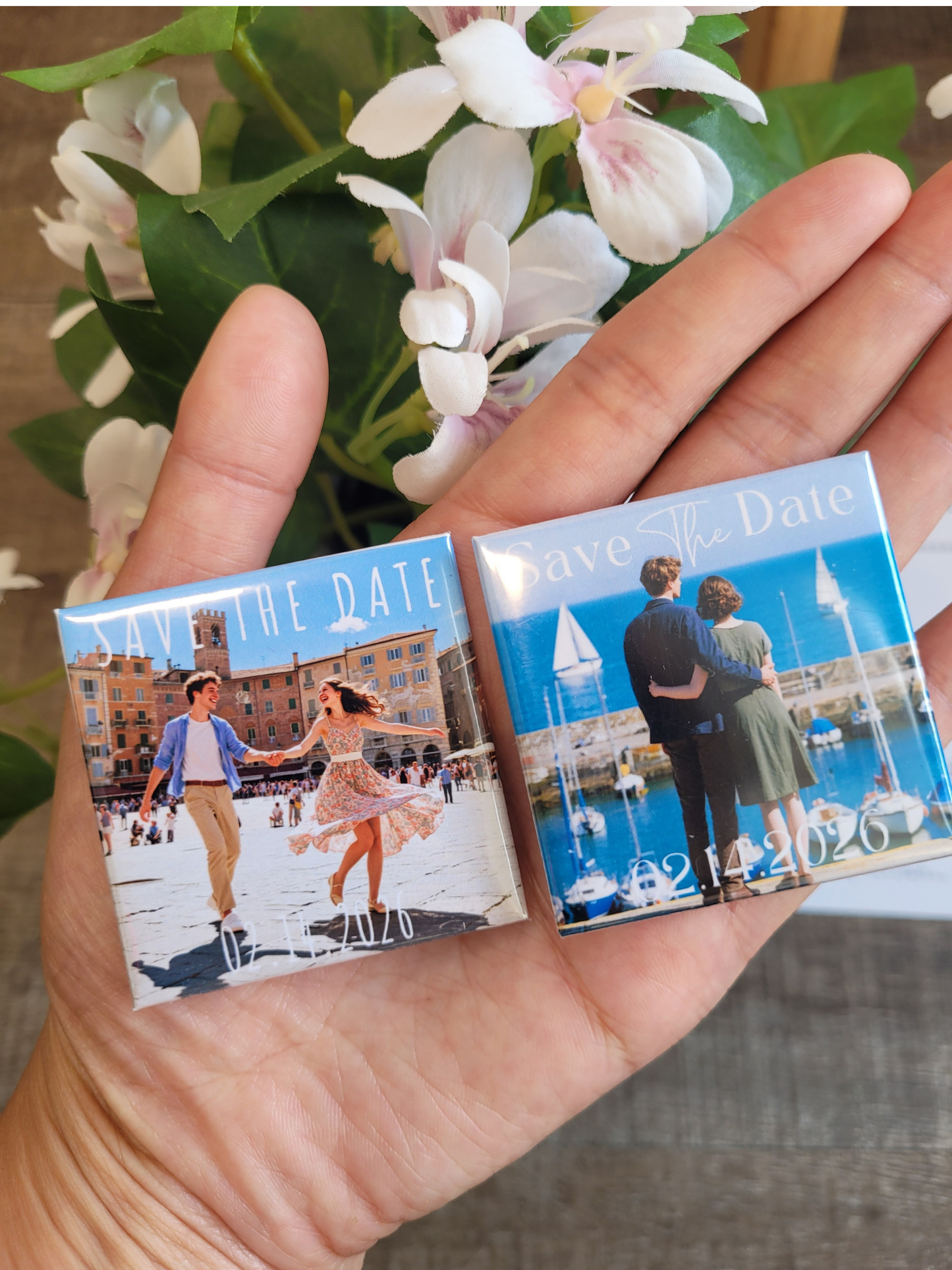 Save the Date Magnet — Square Personalized Photo Magnet with Cardstock