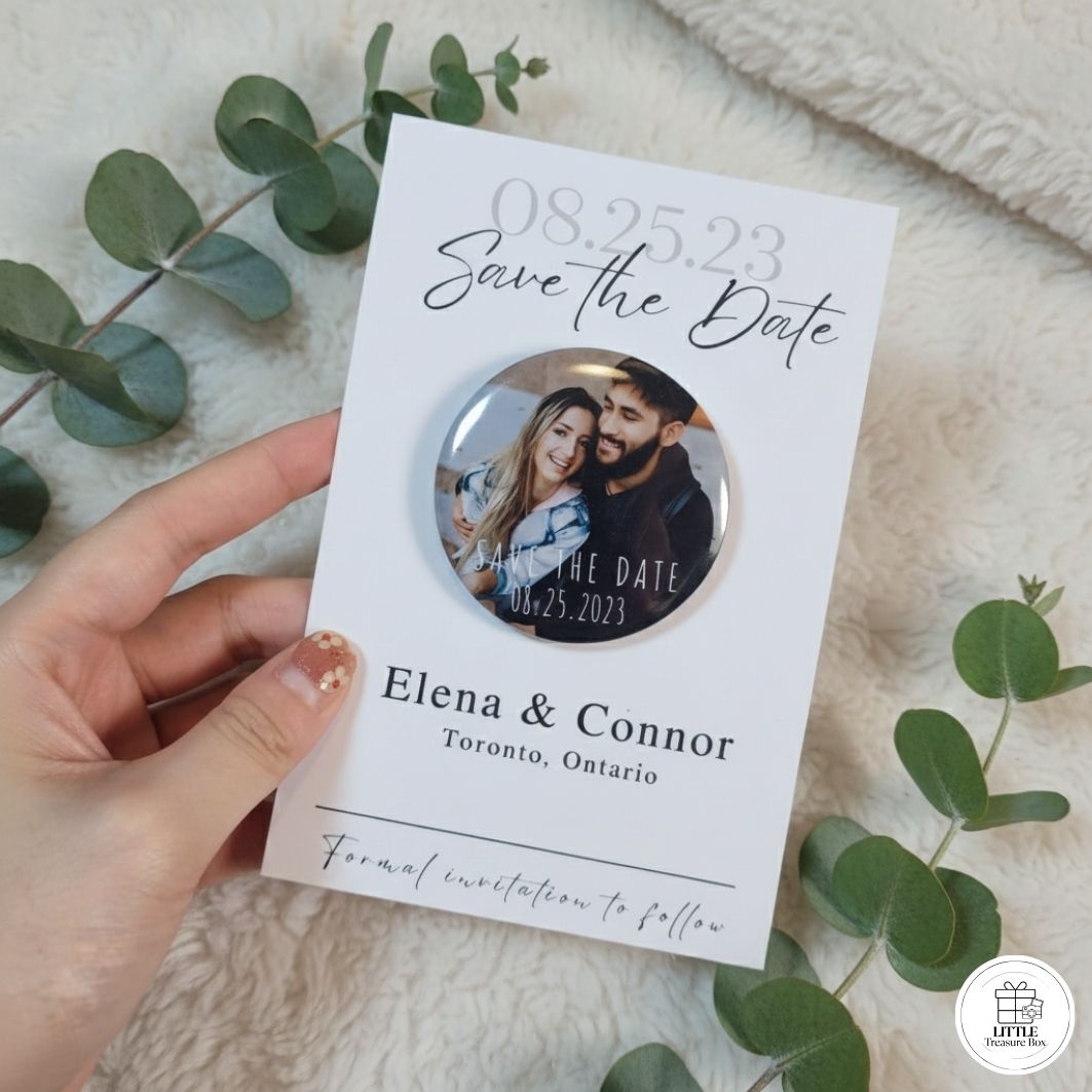 Save the Date Magnet Invitation – Personalized Round Magnet with Cardstock