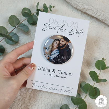 Save the Date Magnet Invitation – Personalized Round Magnet with Cardstock