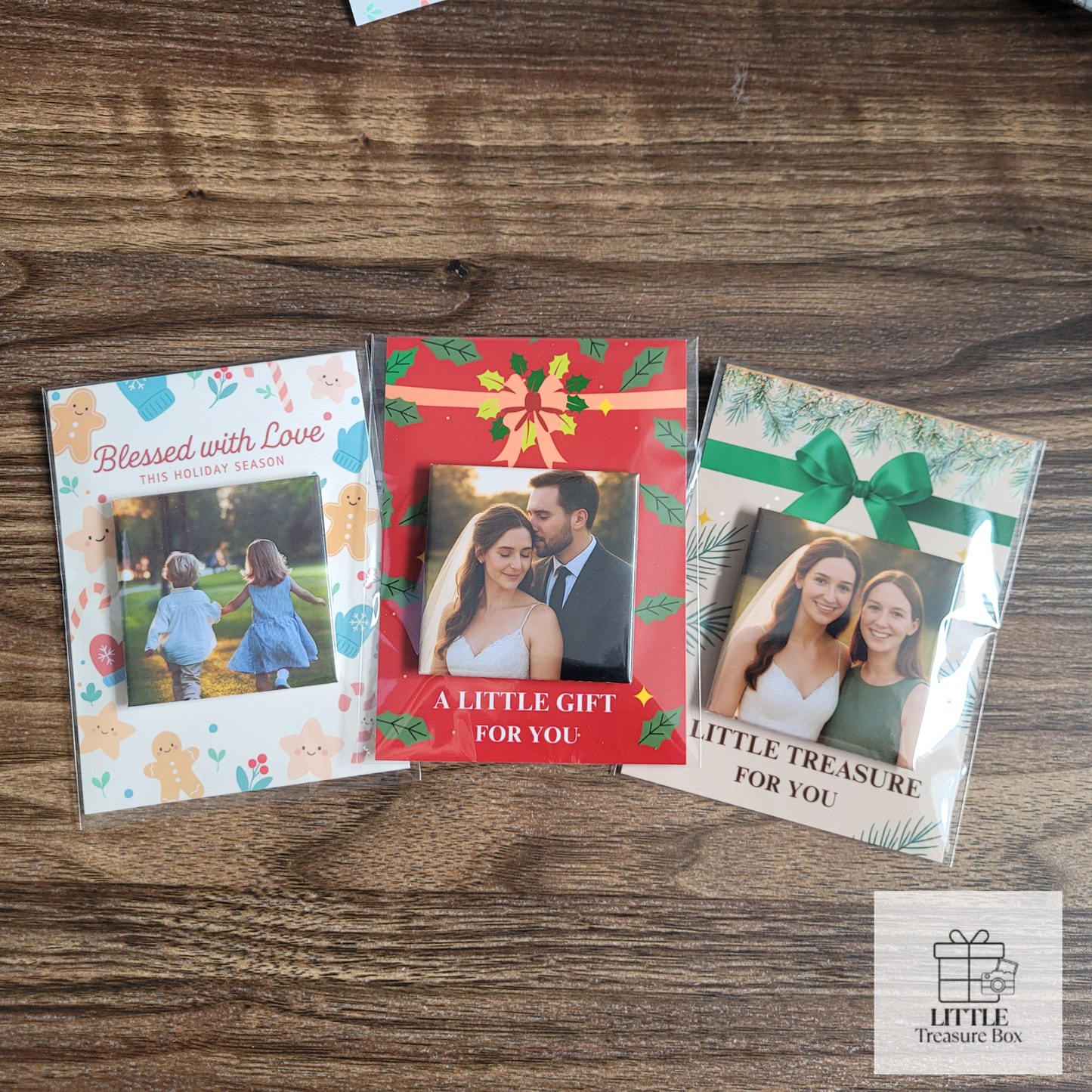 Custom Photo Magnet Christmas Gift – Holiday Keepsake with Mini Backing Card