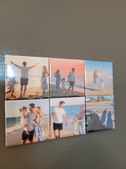 Custom Vacation Photo Magnet – Personalized Square Fridge Keepsake