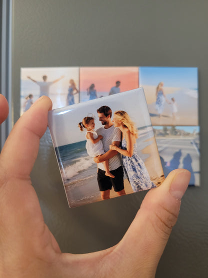 Custom Vacation Photo Magnet – Personalized Square Fridge Keepsake