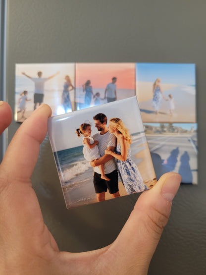 Custom Vacation Photo Magnet – Personalized Square Fridge Keepsake