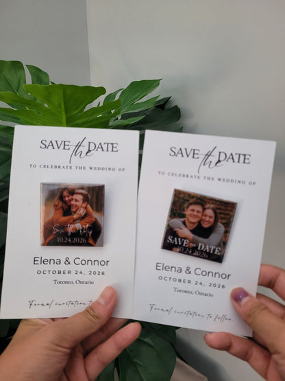 Save the Date Magnet — Square Personalized Photo Magnet with Cardstock