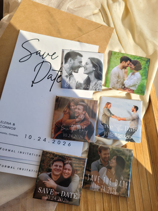 Save the Date Magnet — Square Personalized Photo Magnet with Cardstock