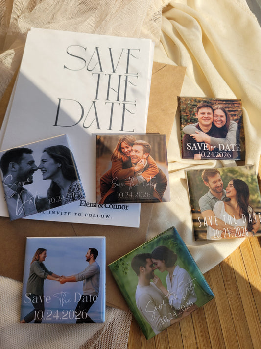 Save the Date Magnet Gift Set – Personalized Photo Magnet with Cardstock