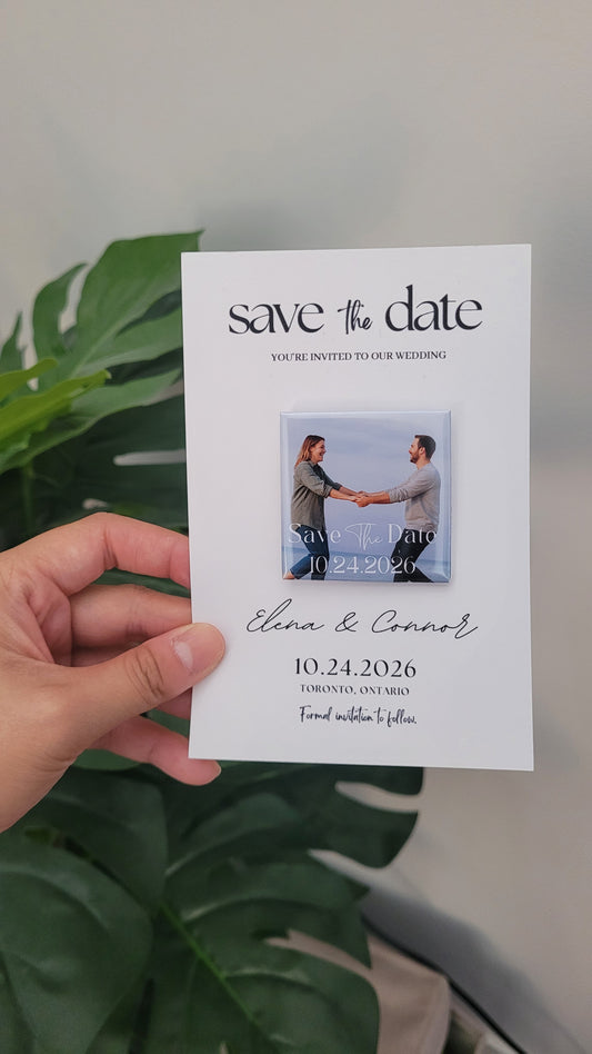 Save the Date Magnet Invitation – Personalized Round Magnet with Cardstock