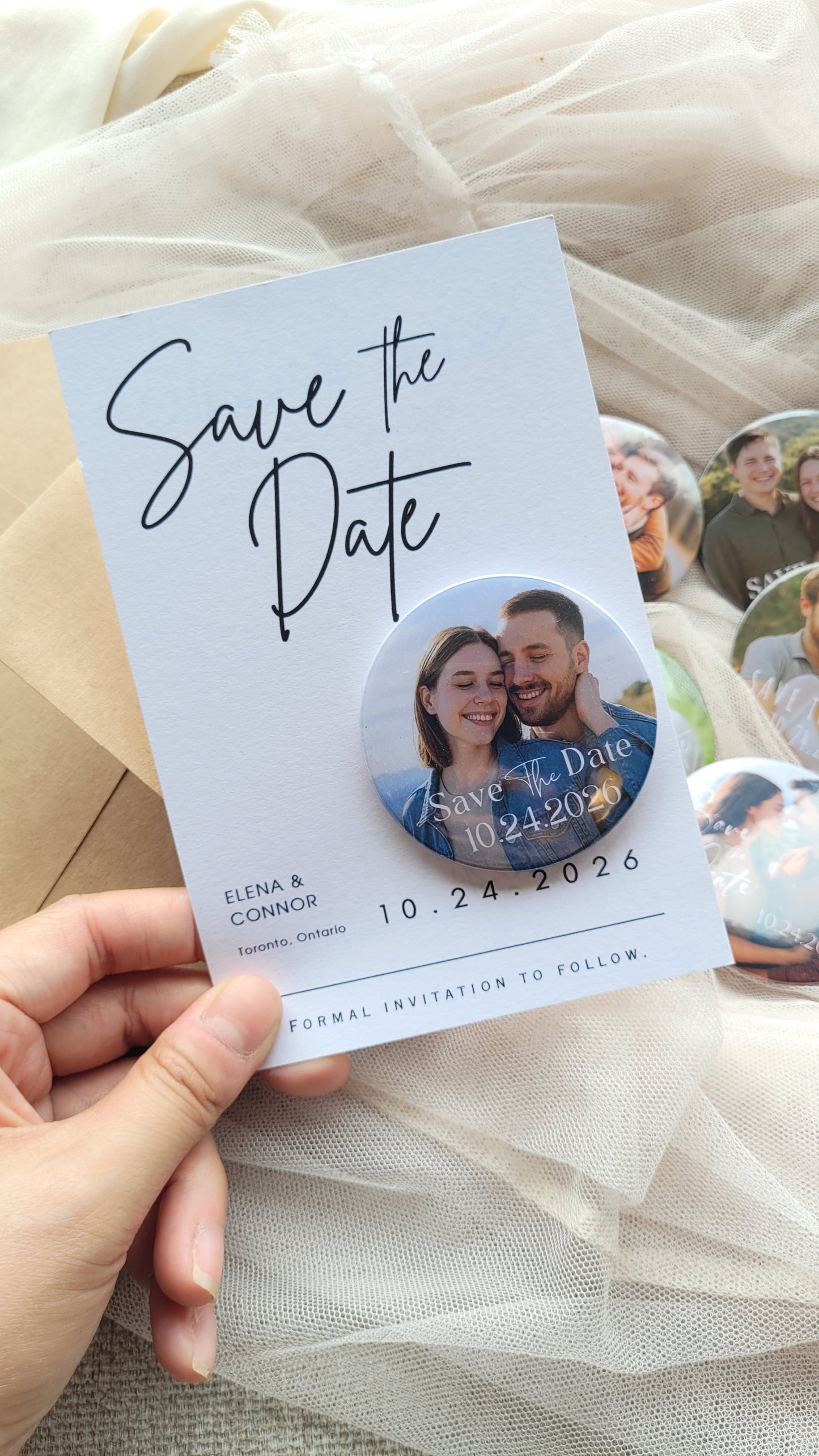 Save the Date Magnet Gift Set – Personalized Photo Magnet with Cardstock