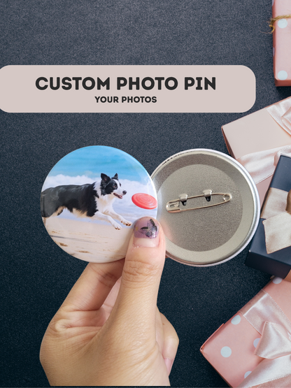 Custom Photo Button Pin | 58mm Round Glossy Pin |
