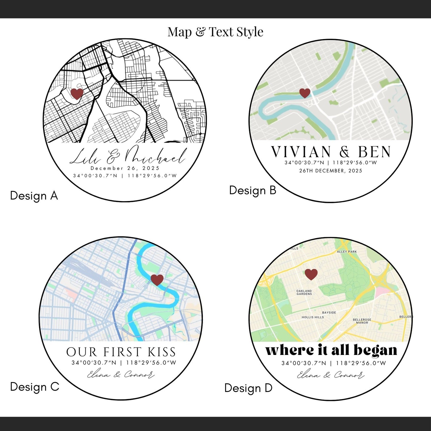 Personalized Our First Date Map Car Ornament