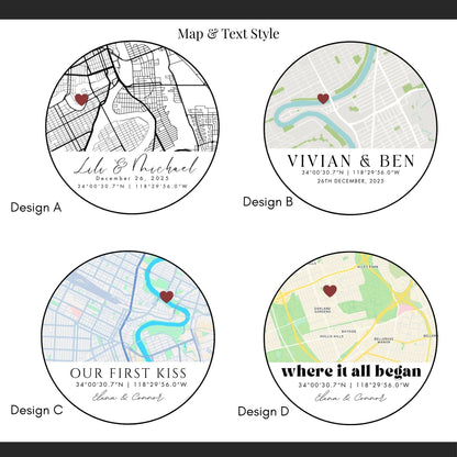 Personalized Our First Date Map Car Ornament