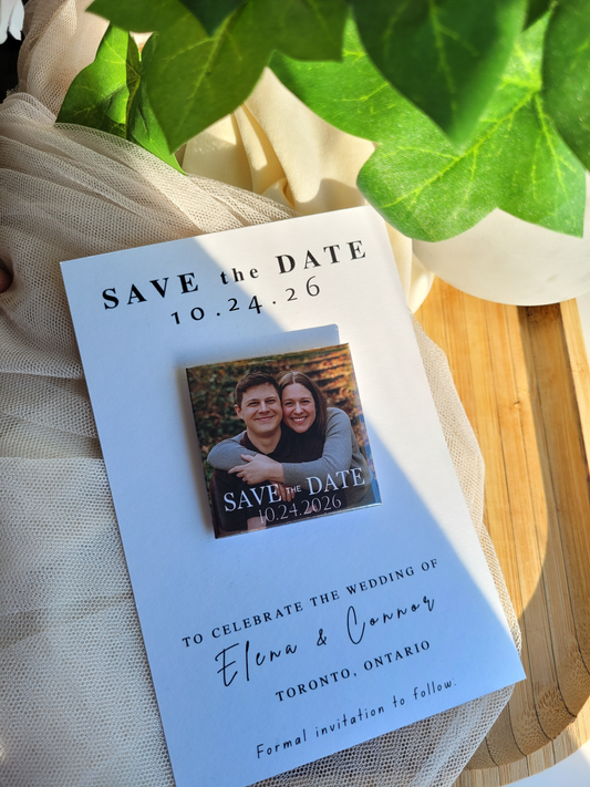 Save the Date Magnet Invitation – Personalized Round Magnet with Cardstock