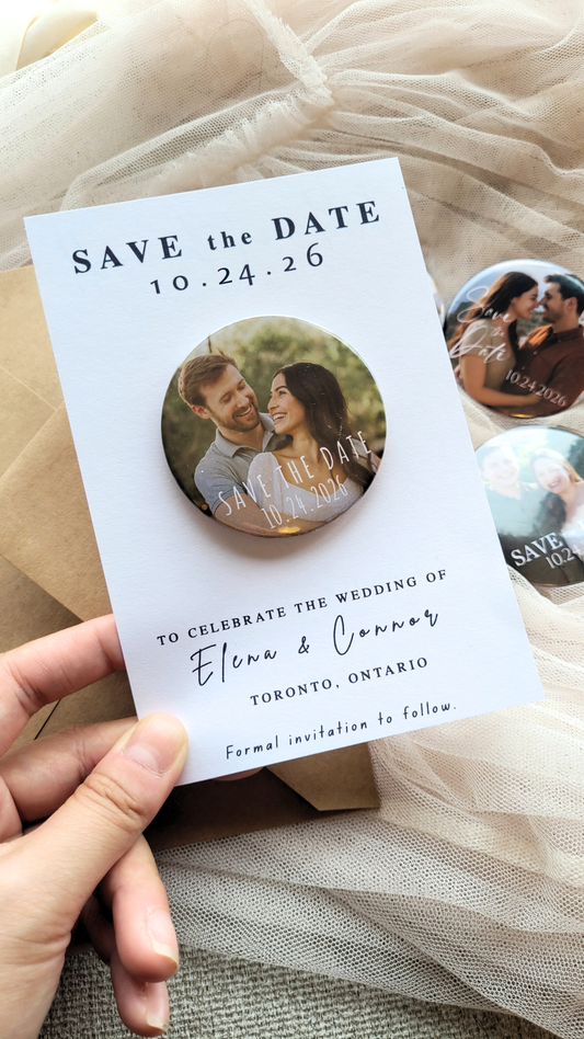 Save the Date Magnet Invitation – Personalized Round Magnet with Cardstock