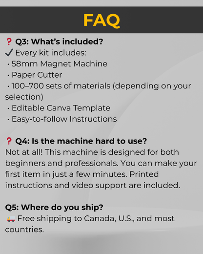 Pro Button Badge 58mm  Machine Starter Business Kit ( with Material Sets and canva template)