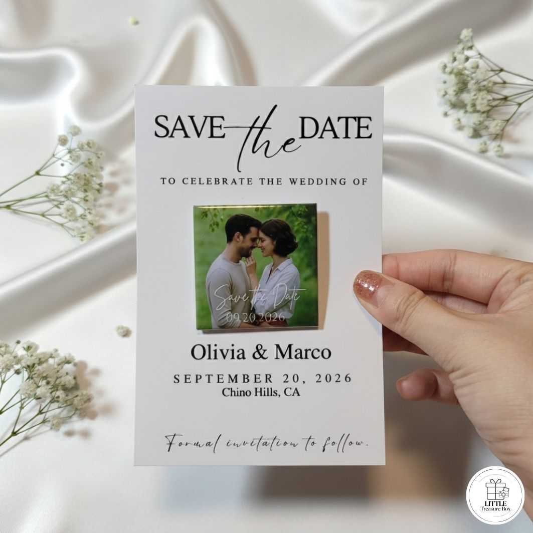 Save the Date Magnet — Square Personalized Photo Magnet with Cardstock