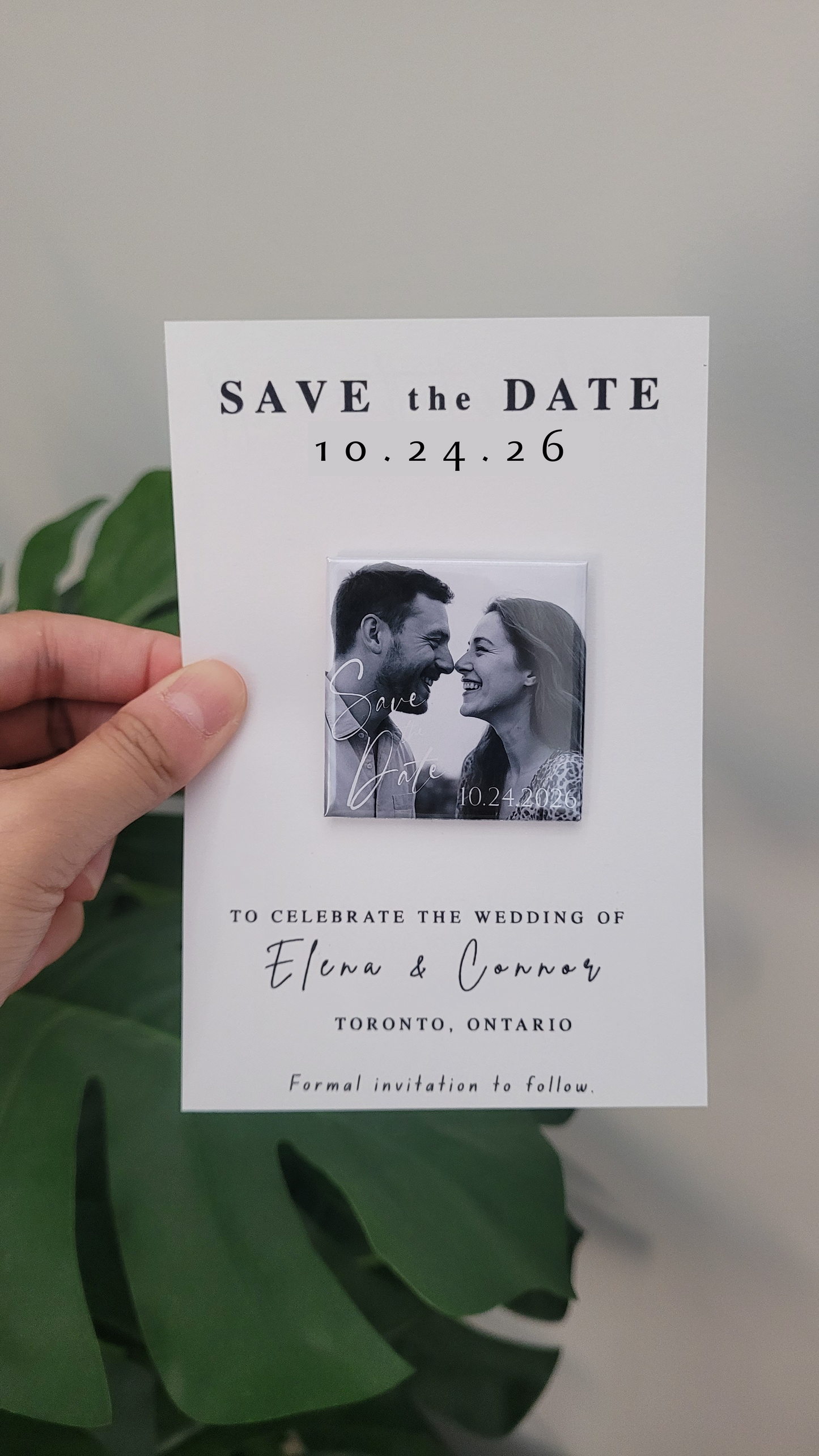 Save the Date Magnet Invitation – Personalized Round Magnet with Cardstock