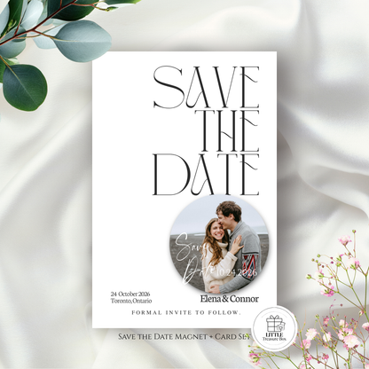 Save the Date Magnet Invitation – Personalized Round Magnet with Cardstock