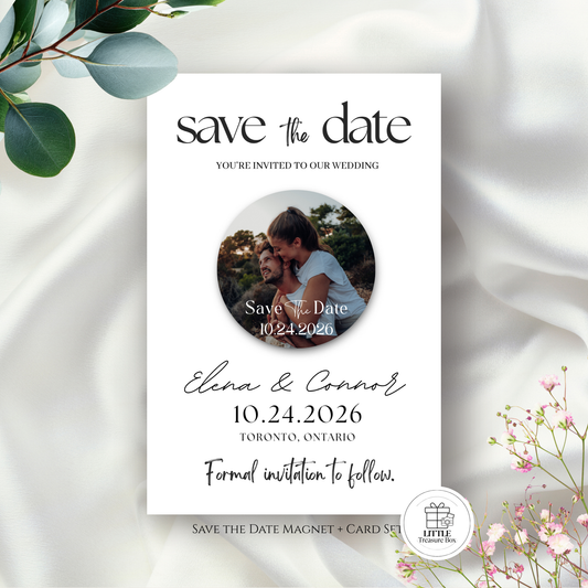 Save the Date Magnet Invitation – Personalized Round Magnet with Cardstock