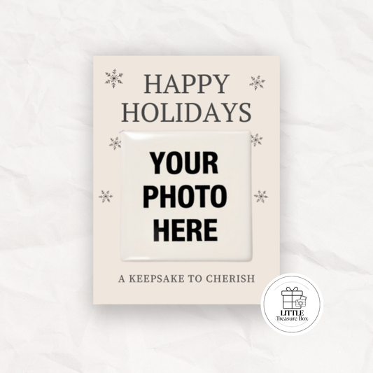 Custom Photo Magnet Christmas Gift – Holiday Keepsake with Mini Backing Card