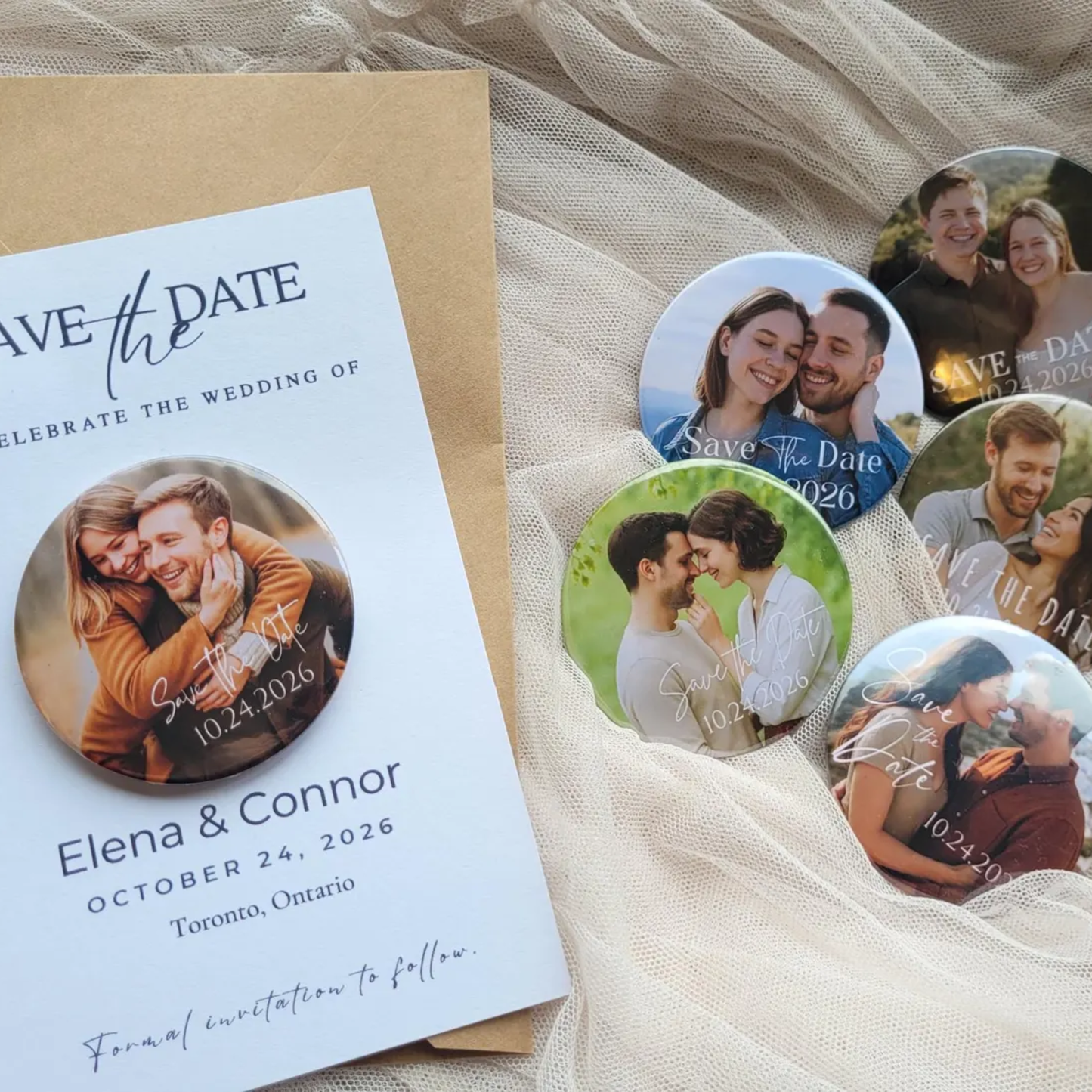 Save the Date Magnet Invitation – Personalized Round Magnet with Cardstock