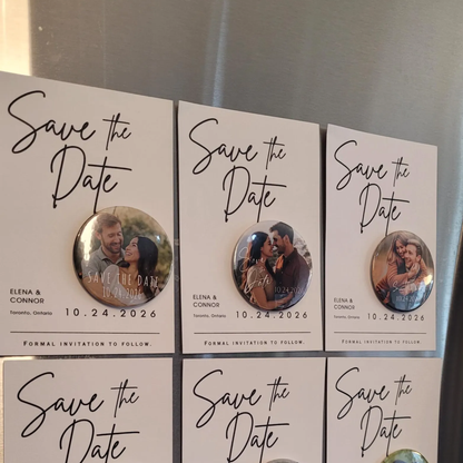 Save the Date Magnet Invitation – Personalized Round Magnet with Cardstock