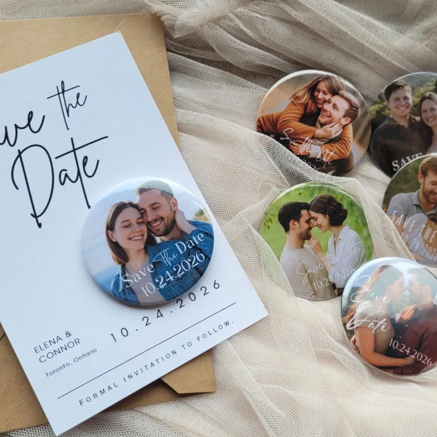Save the Date Magnet Invitation – Personalized Round Magnet with Cardstock