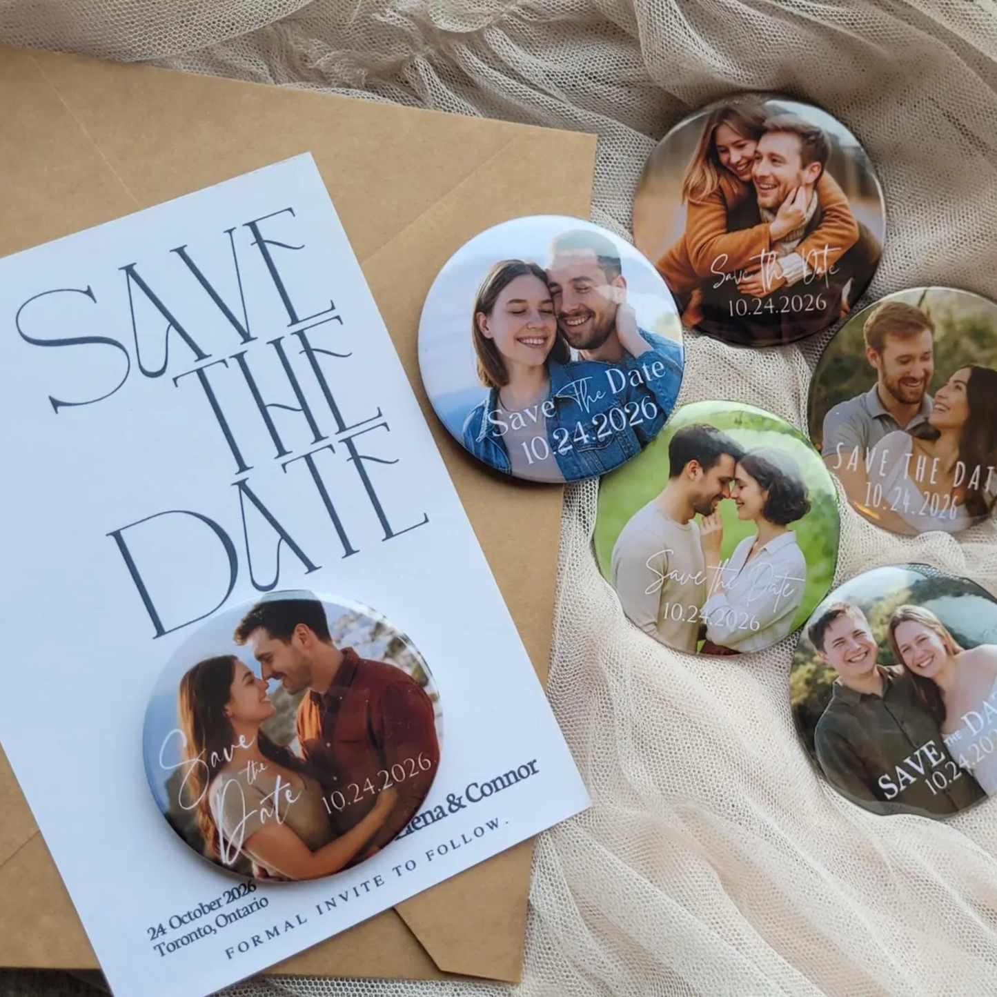 Save the Date Magnet Invitation – Personalized Round Magnet with Cardstock