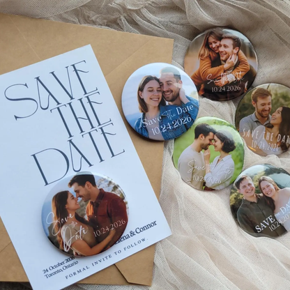 Save the Date Magnet Invitation – Personalized Round Magnet with Cardstock