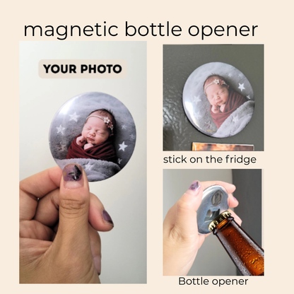 Round Photo Magnet, Pin, Bottle Opener, Mirror 58mm