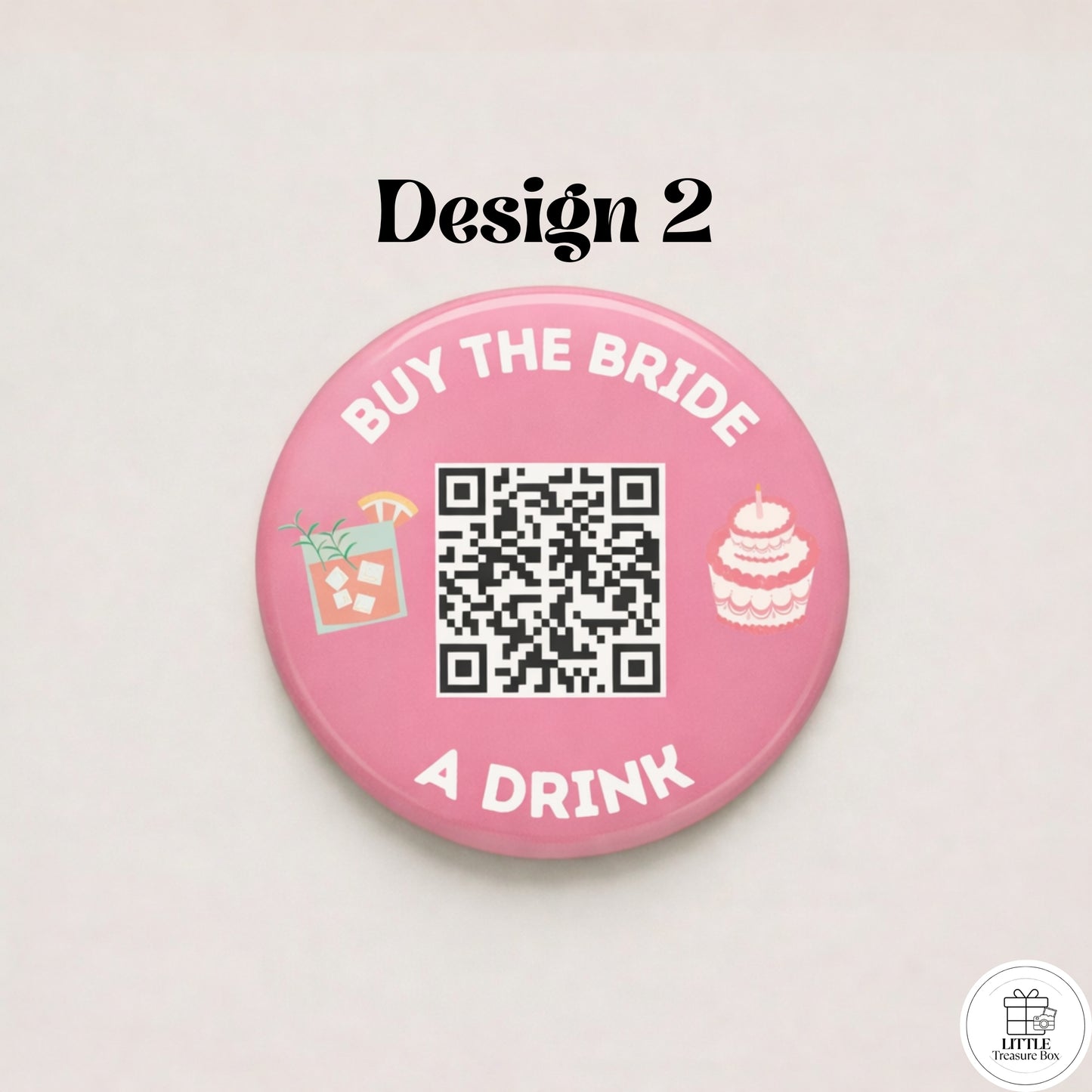 Buy Me a Drink QR Code Button – Bachelorette Party Bride Pin – Custom Wedding Shower Badge – Fun Bridal Party Accessory