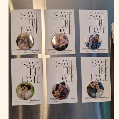 Save the Date Magnet Invitation – Personalized Round Magnet with Cardstock