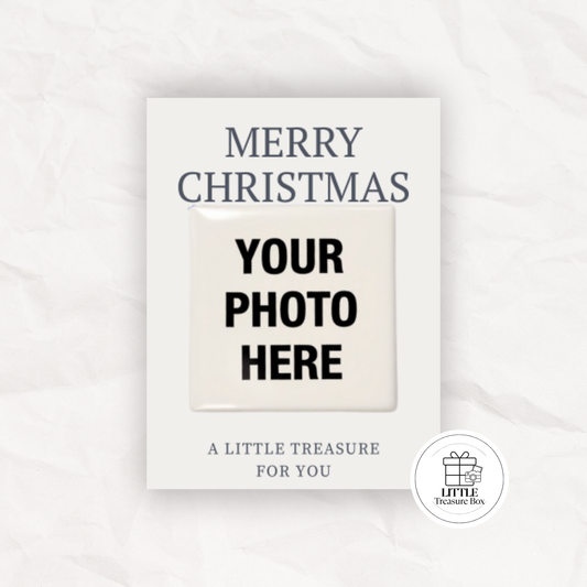 Custom Photo Magnet Christmas Gift – Holiday Keepsake with Mini Backing Card
