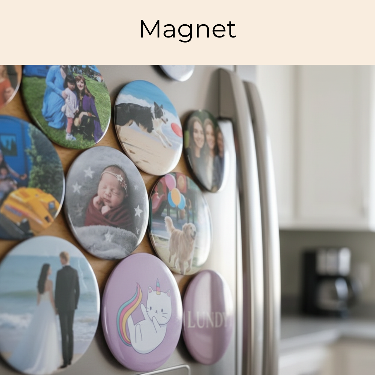 Round Photo Magnet, Pin, Bottle Opener, Mirror 58mm