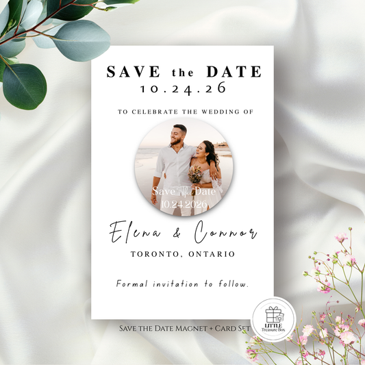 Save the Date Magnet Invitation – Personalized Round with Cardstock