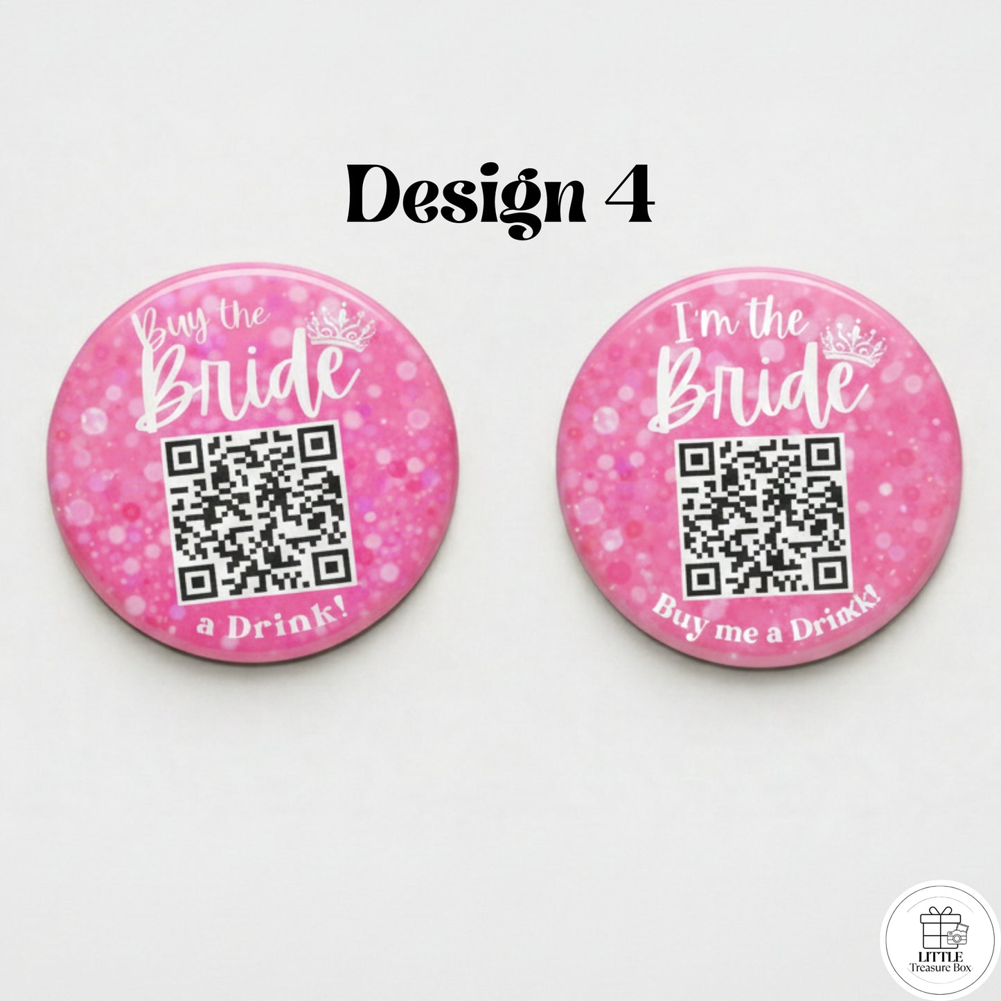 Buy Me a Drink QR Code Button – Bachelorette Party Bride Pin – Custom Wedding Shower Badge – Fun Bridal Party Accessory