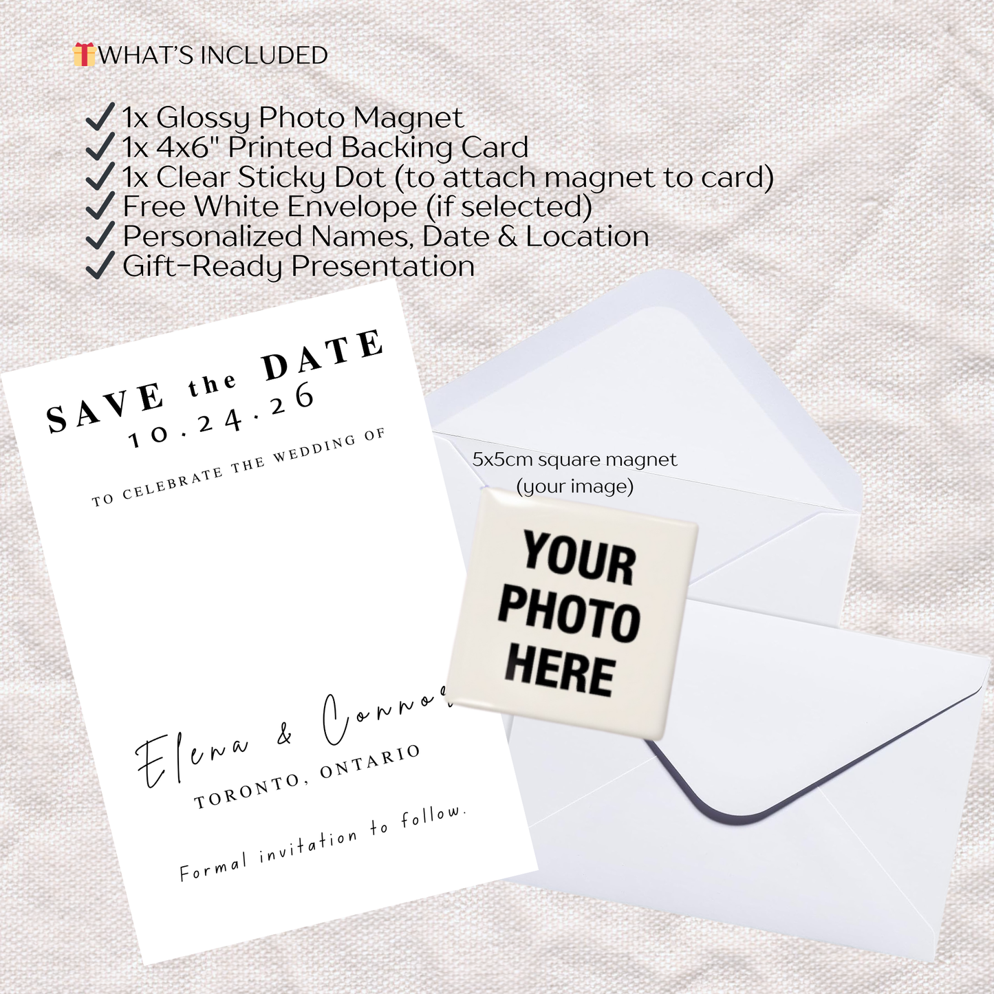 Save the Date Magnet Invitation – Square Magnet with Cardstock