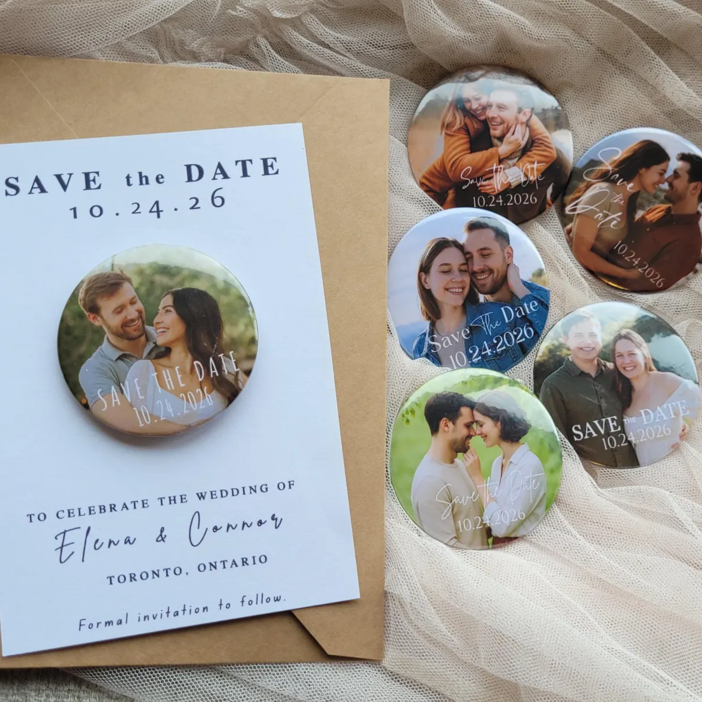 Save the Date Magnet Invitation – Personalized Round with Cardstock