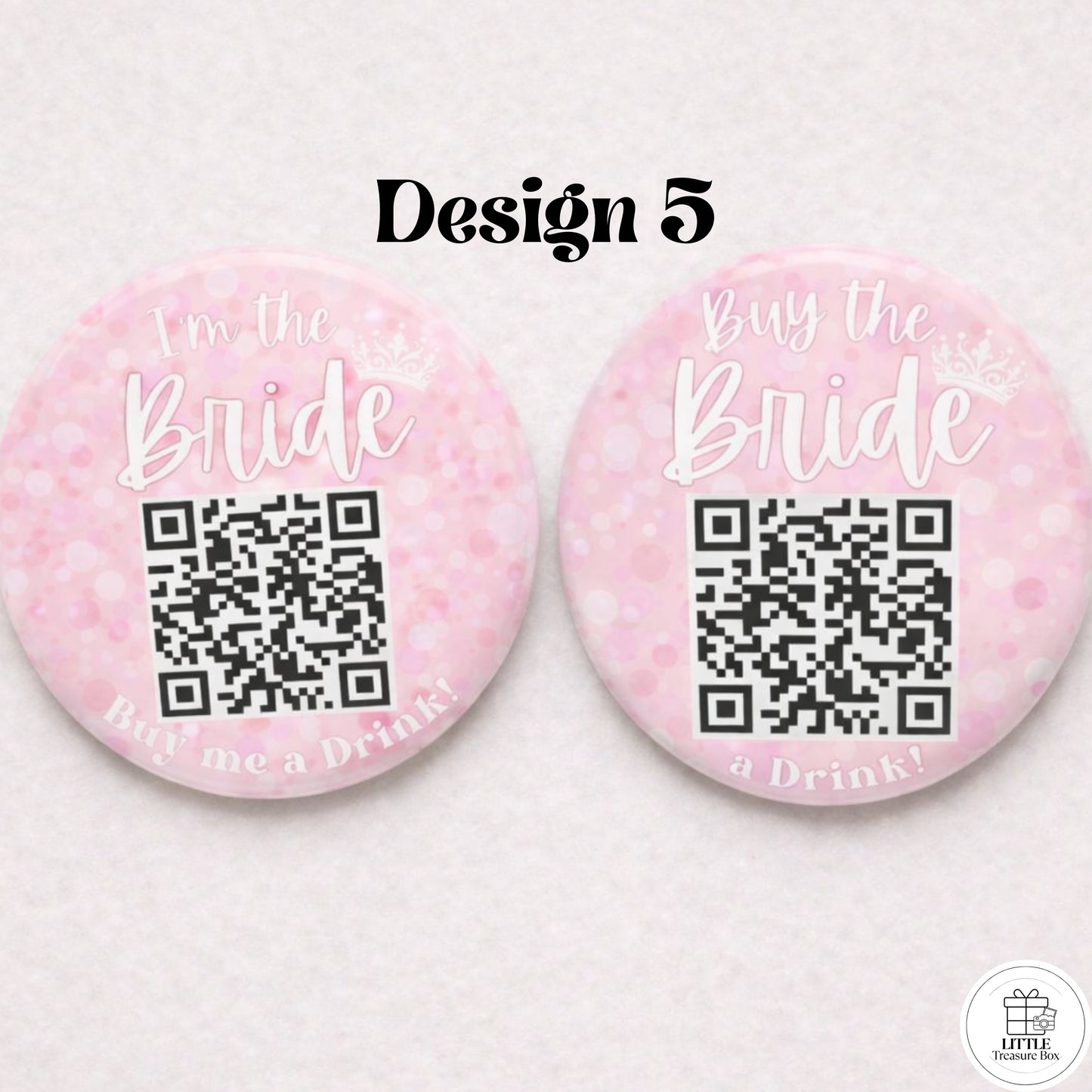 Buy Me a Drink QR Code Button – Bachelorette Party Bride Pin – Custom Wedding Shower Badge – Fun Bridal Party Accessory